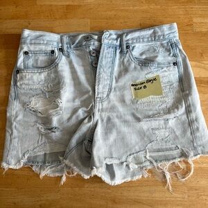 American Eagle Button Fly Ripped Jean Shorts.